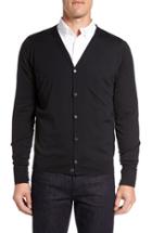 Men's John Smedley 'bryn' Easy Fit Wool Button Cardigan, Size - Black