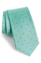 Men's The Tie Bar Dot Silk & Linen Tie, Size X-long X-long - Green