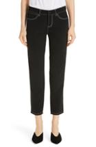 Women's Lafayette 148 New York Mercer Topstitch Crop Pants (similar To 16w) - Black