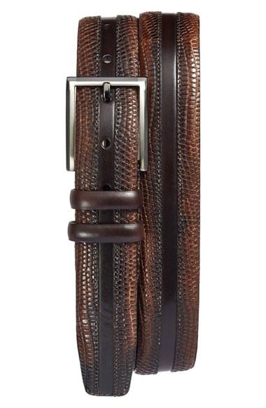 Men's Mezlan Lizard Leather Belt - Cognac