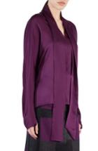 Women's Akris Tie Neck Silk Crepe Blouse - Purple