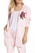 Women's Brunette The Label Blonde Embroidered Zip Hoodie /small - Pink