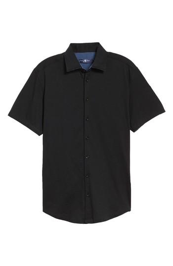 Men's Stone Rose Slim Fit Flame Knit Sport Shirt, Size - Black