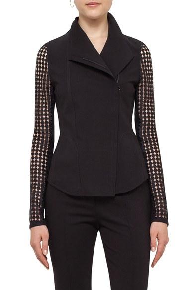 Women's Akris Punto Lace Sleeve Jersey Jacket