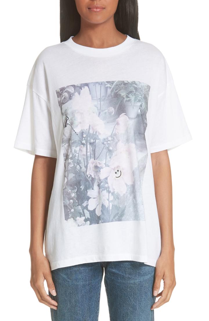 Women's Ganni Davis Oversized Graphic Tee - White