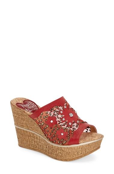 Women's Love And Liberty 'mila' Platform Wedge Slide Sandal M - Red