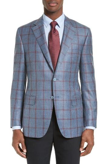 Men's Canali Classic Fit Windowpane Plaid Wool Blend Sport Coat