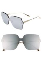 Women's Christian Dior Quake1 147mm Square Rimless Shield Sunglasses - Silver
