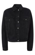 Women's Topshop Boutique Boxy Denim Jacket Us (fits Like 0) - Black