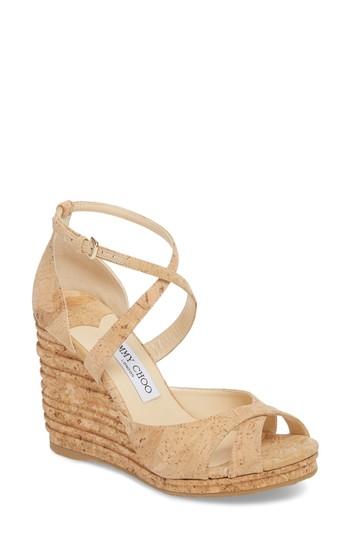 Women's Jimmy Choo Alanah Espadrille Wedge Sandal Us / 34eu - Beige