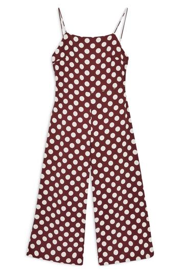 Women's Topshop Polka Dot Jumpsuit Us (fits Like 0) - Metallic