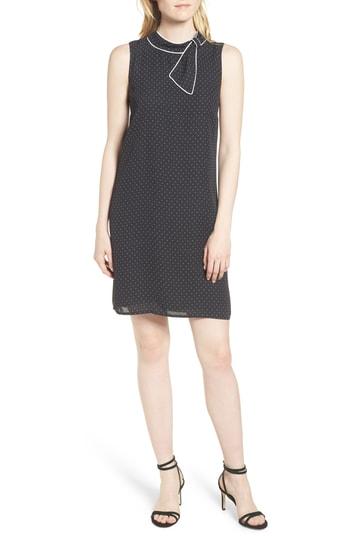 Women's Cece Polka Dot Bow Neck Shift Dress - Black
