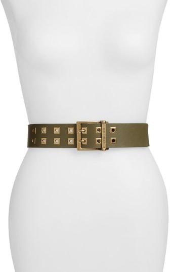 Women's Michael Michael Kors Square Grommet Leather Belt - Olive