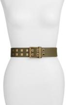 Women's Michael Michael Kors Square Grommet Leather Belt - Olive