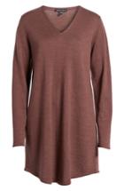 Women's Eileen Fisher Lightweight Merino Jersey V-neck Tunic, Size - Burgundy
