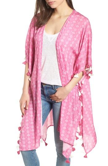 Women's Caslon Batik Stamp Poncho, Size - Pink