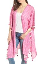 Women's Caslon Batik Stamp Poncho, Size - Pink