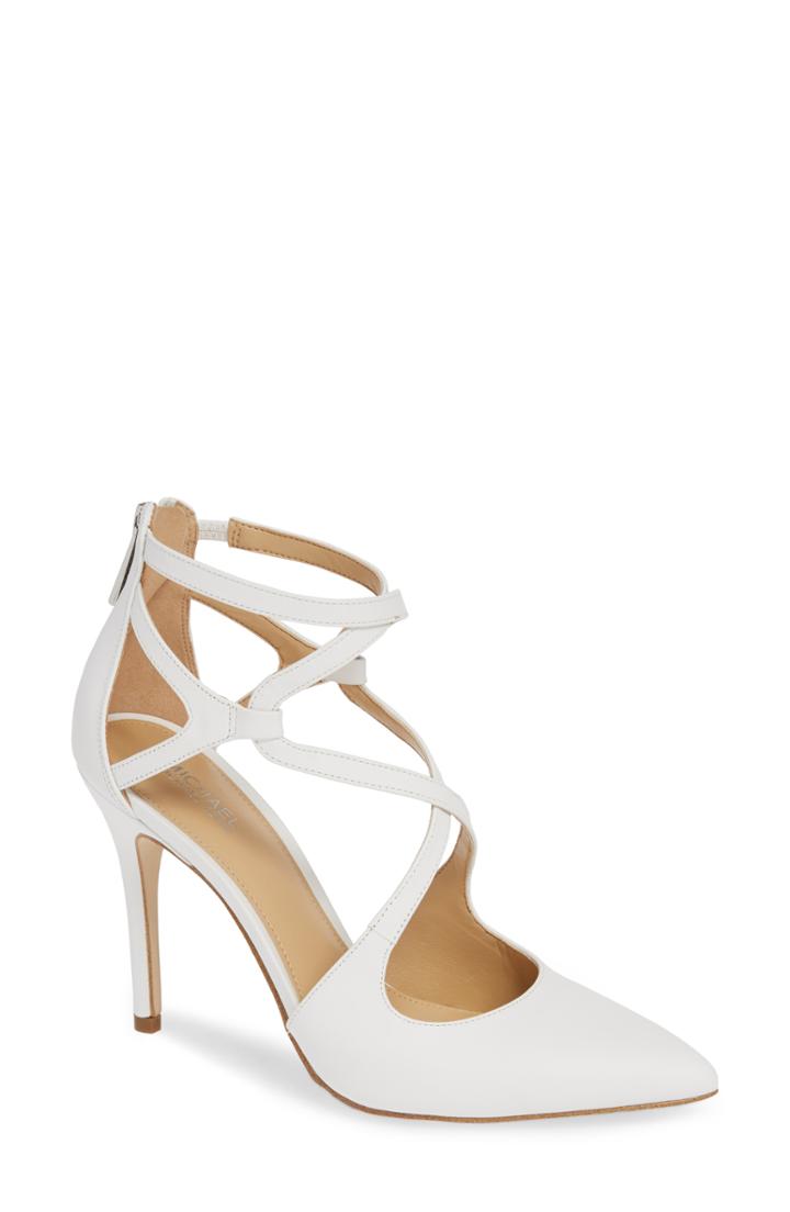Women's Michael Michael Kors Catia Cross Strap Pump M - White