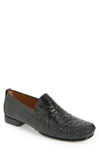 Men's Mezlan 'rollini' Ostrich Leather Loafer .5 M - Black