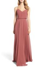 Women's Jenny Yoo 'inesse' Chiffon V-neck Spaghetti Strap Gown - Pink