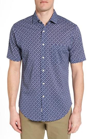 Men's Peter Millar Cars Of Cuba Sport Shirt - Blue