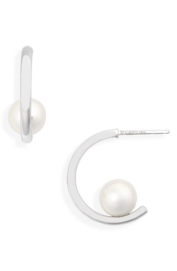 Women's Mikimoto Floating Pearl Mini Hoop Earring