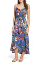 Women's Band Of Gypsies Gabriella Floral Satin Dress - Blue