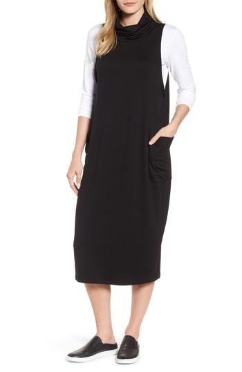 Women's Eileen Fisher Stretch Tencel Knit Jumper Dress, Size - Black