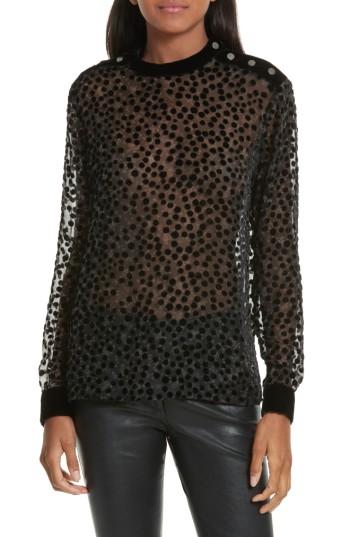 Women's The Kooples Floral Print Devore Velvet Blouse - Ivory