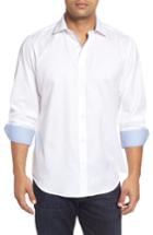 Men's Bugatchi Classic Fit Floral Jacquard Sport Shirt, Size - White