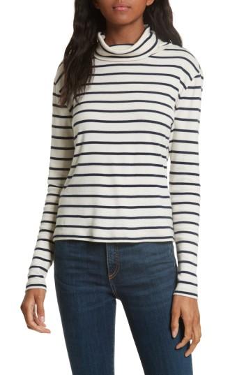 Women's Veronica Beard Audrey Stripe Turtleneck Top - Ivory