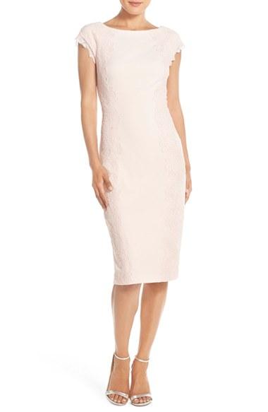 Women's Maggy London Lace Detail Crepe Sheath Dress - Pink