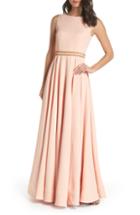 Women's Mac Duggal Beaded Waist Gown - Pink
