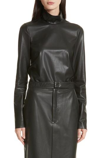 Women's Joseph Vienna Feather Sky Faux Leather Top Us / 38 Fr - Black