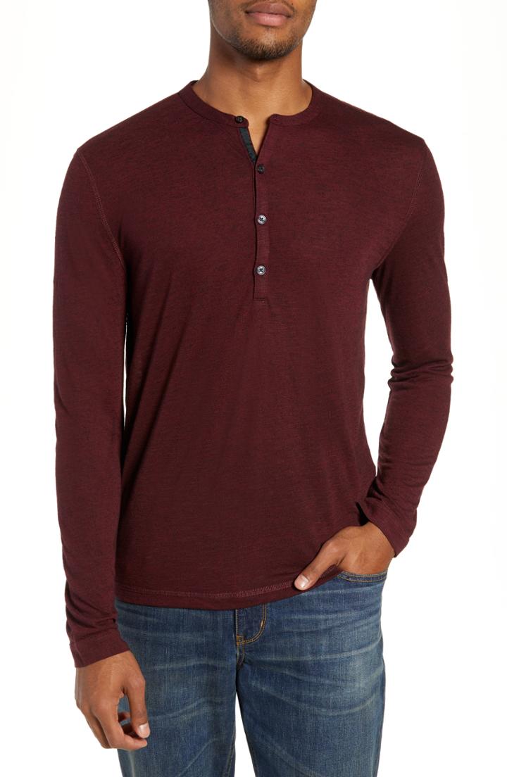 Men's John Varvatos Star Usa Neppy Henley T-shirt, Size - Burgundy