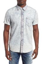 Men's True Religion Brand Jeans Acid Wash Short Sleeve Woven Shirt