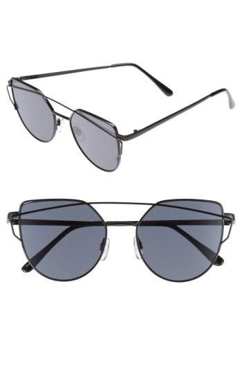 Women's Bp. 52mm Thin Brow Angular Aviator Sunglasses - Black/ Black
