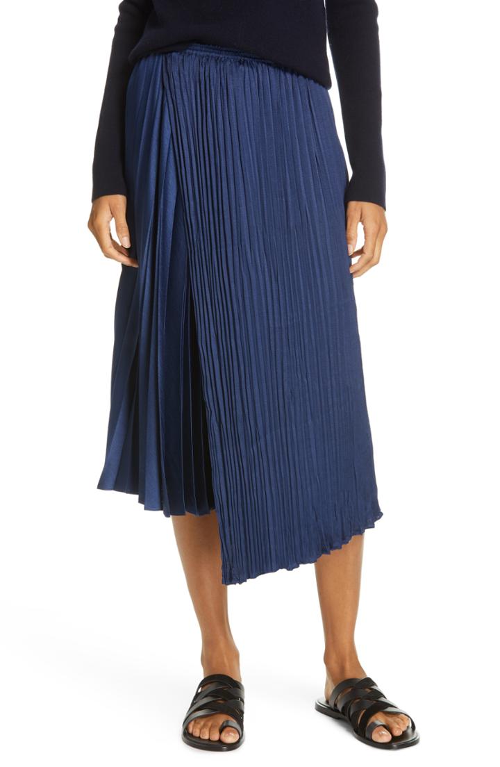 Women's Vince Mixed Pleat Wrap Midi Skirt - Beige