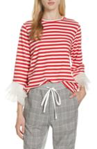 Women's Clu Stripe Ruffle Sleeve Top - Red