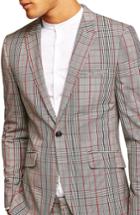 Men's Topman Muscle Fit Check Suit Jacket R - Grey