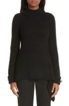 Women's Oscar De La Renta Asymmetrical Metallic Merino Wool Sweater - Black