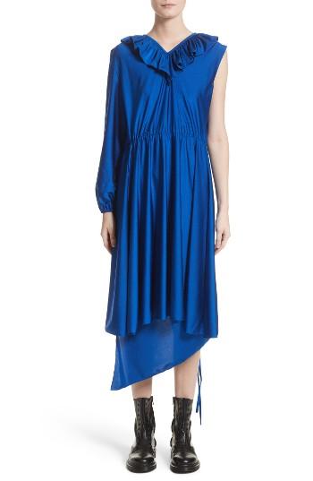 Women's Vetements Asymmetrical Stretch Satin Wrap Dress