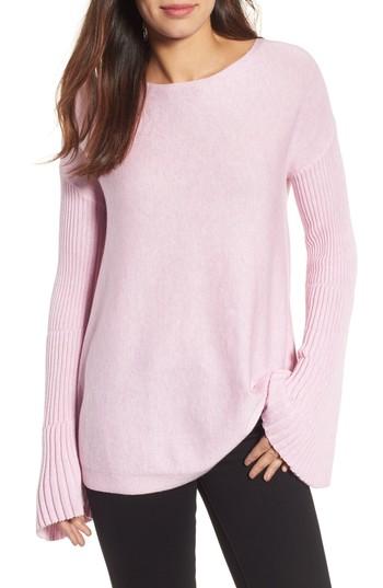 Women's Vince Camuto Bell Sleeve Ribbed Sweater, Size - Pink