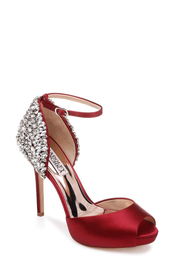 Women's Badgley Mischka Ankle Strap Pump M - Red