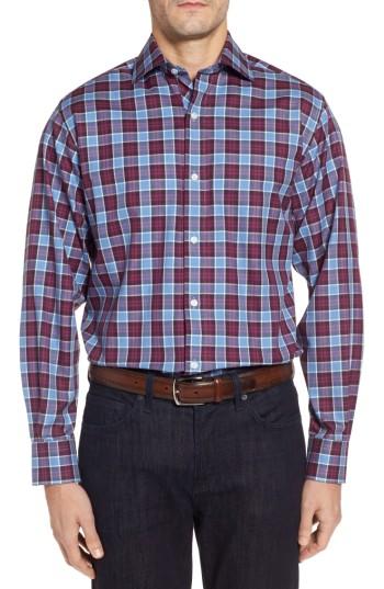 Men's Tailorbyrd Campti Regular Fit Plaid Sport Shirt - Purple