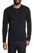 Men's Reigning Champ Long Sleeve Henley T-shirt, Size - Black