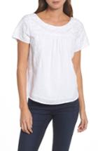 Women's Vineyard Vines Monstera Linear Embroidered Top - White