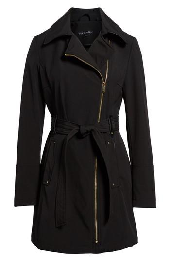 Women's Via Spiga Belted Soft Shell Jacket - Black