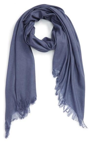 Women's Caslon Heathered Cashmere Gauze Scarf, Size - Blue