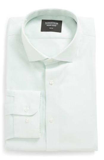 Men's Nordstrom Men's Shop Trim Fit Solid Dress Shirt 32/33 - Green